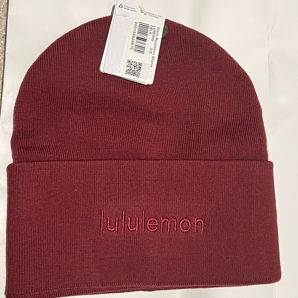 Lululemon Deep Red Warm Revelation Beanie
